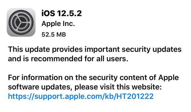坊子苹果手机维修分享iOS12.5.2发布，建议所有老苹果用户安装 